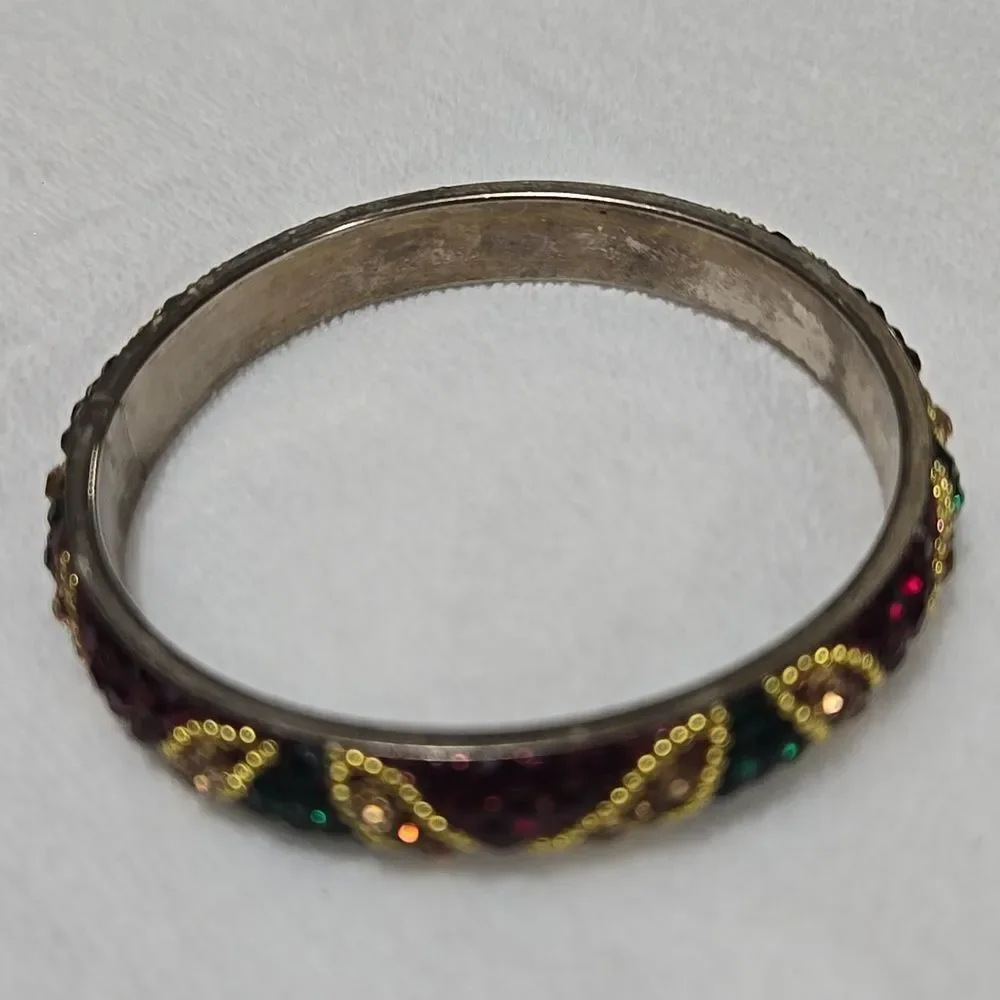 Set Of 4 Gold, Green & Red Bangles